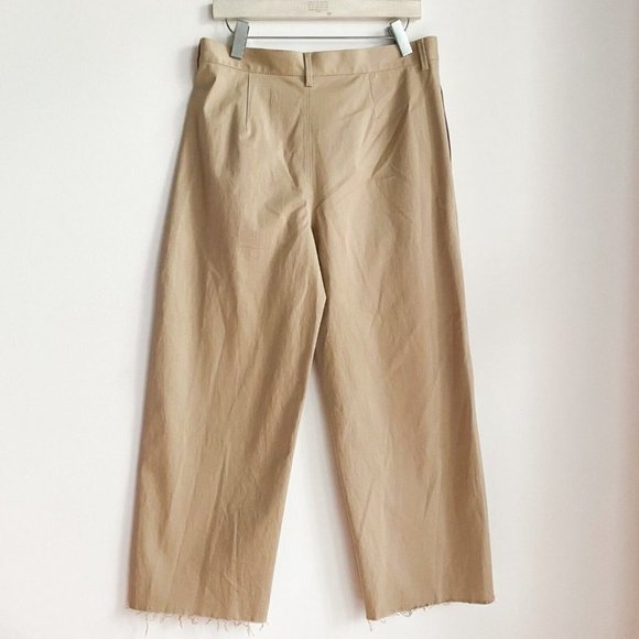 NWT Zara Asymmetrical Waistline Wide Leg Cargo Desert Khaki Pants L - Picture 5 of 9